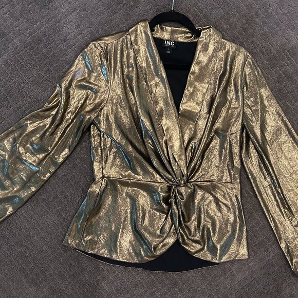 INTERNATIONAL CONCEPTS I.N.C. Tops - CHRISTMAS HOLIDAY GOLD LAME' BLOUSE